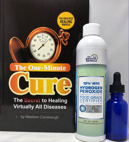 The One Minute Cure Book and 12% Food Grade H2O2 - 8 oz Bottle