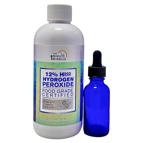 12% Hydrogen Peroxide Food Grade H2O2 - 12 oz Bottle with 1 Bottle Dropper
