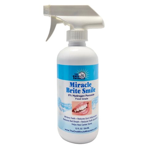 Miracle Brite Smile - Essential Oxygen Organic Rinse Mouthwash for Whiter Teeth, Fresher Breath, and Healthier Gums, Peppermint 12 fl. oz