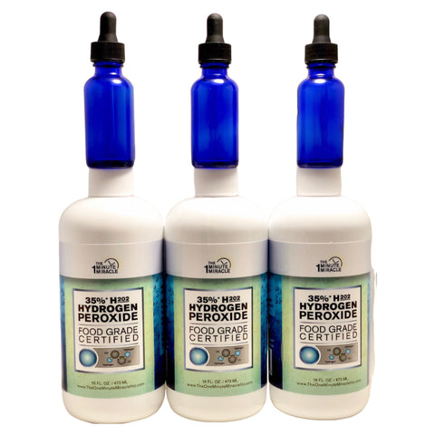 35% Food Grade H2O2 - Three 16 oz Bottles