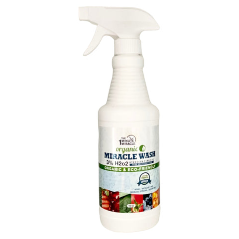Miracle Wash 3% Organic H2o2 Food Grade Certified - Kills 99.9% of Germs