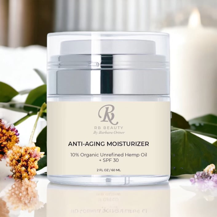 RB Beauty Anti-Aging Moisturizing 10% Organic Unfiltered Hemp Oil with 30 SPF.