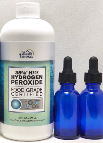 35% Food Grade H2O2 - 16 oz Bottle with 2 Droppers.
