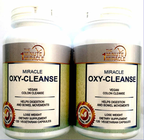 Oxy-Cleanse Intestinal Cleanser - Help Bowel Movements - 2 Bottles - 120 Vegetarian Capsules Per Bottle.