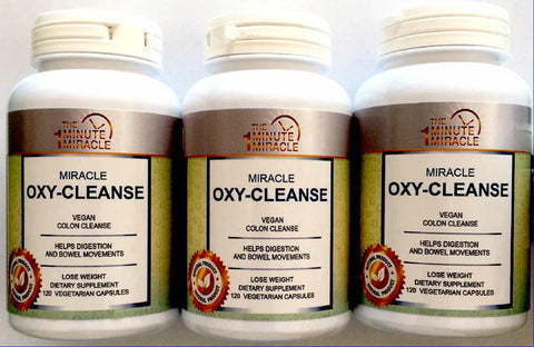 Oxy-Cleanse Colon Cleanser Vegetarian Capsules  - 3 Bottles - 120 Capsules Per Bottle.