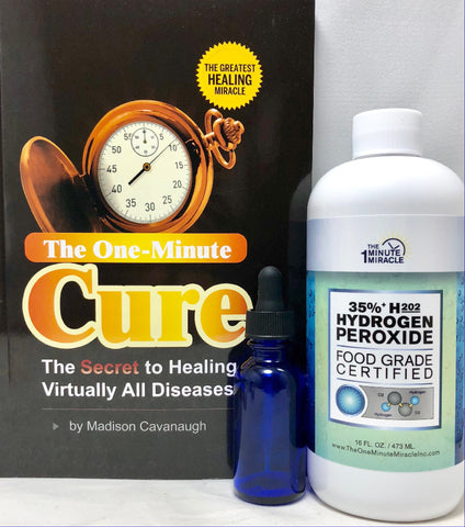 The One Minute Cure Book and 35% Food Grade H2O2 - 16 oz Bottle