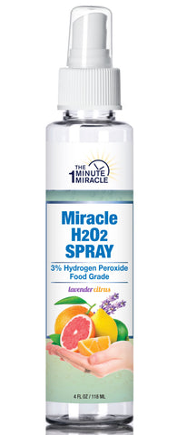Miracle Hand Sanitizer Spray - 4 oz Spray Bottle with 3% Hydrogen Peroxide Food Grade and citrus Essentials Oils and Lavender
