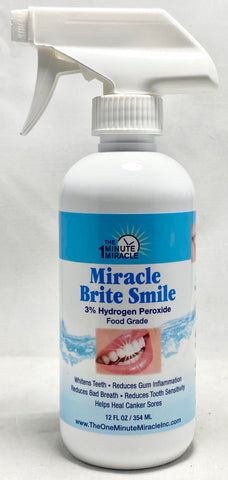 Miracle Brite Smile - Essential Oxygen Organic Rinse Mouthwash for Whiter Teeth, Fresher Breath, and Healthier Gums, Peppermint 12 fl. oz
