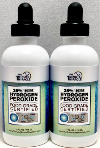 35% Food Grade H2O2 - Two 4 oz Bottles.