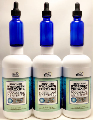 35% Food Grade H2O2 - Three 16 oz Bottles.